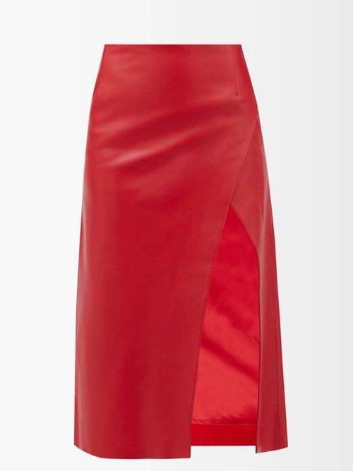 Maximilian Davis Sorrel Leather Skirt