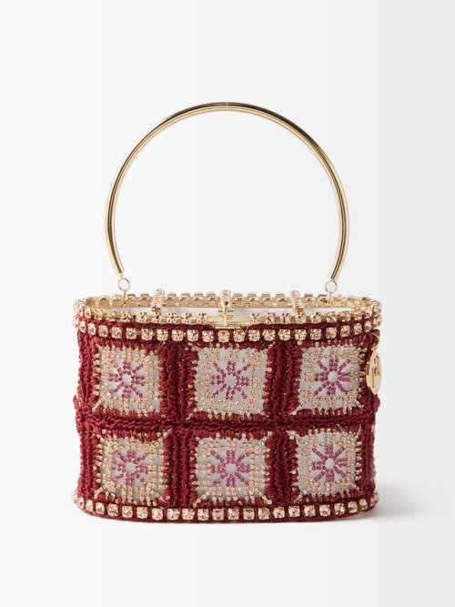 Rosantica - Holli Crystal-embellished Crochet Handbag - Womens - Red Multi