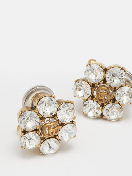 Gucci crystal-embellished Double G clip-on earrings