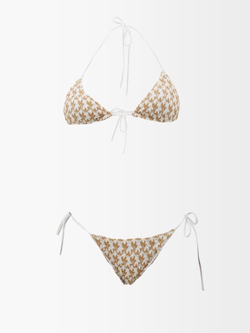 Missoni - Knitted Triangle Bikini - Womens - Gold White