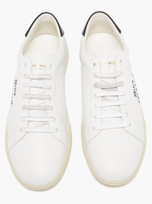 SAINT LAURENT COURT CLASSIC SL/06 EMBROIDERED LEATHER TRAINERS 