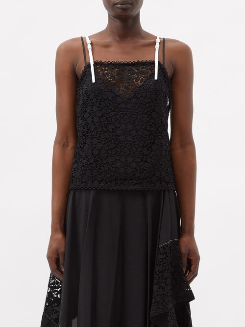 JW Anderson - Buckled-strap Guipure-lace Cami Top - Womens - Black