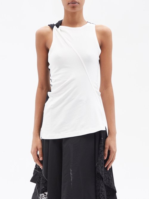 JW Anderson - Twisted-seam Cotton-blend Jersey Tank Top - Womens - Black White