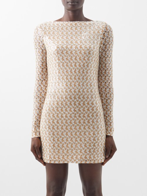 Missoni – Sequinned Crochet-knit Mini Dress Gold