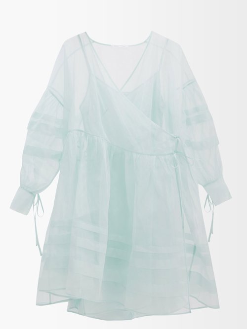 Buy Cecilie Bahnsen - Amalie Wraparound Cotton-organdy Dress Mint online - shop best Cecilie Bahnsen clothing sales