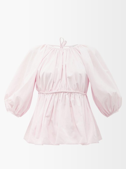 Cecilie Bahnsen - Amo Puff-sleeve Recycled-fibre Poplin Blouse Light Pink