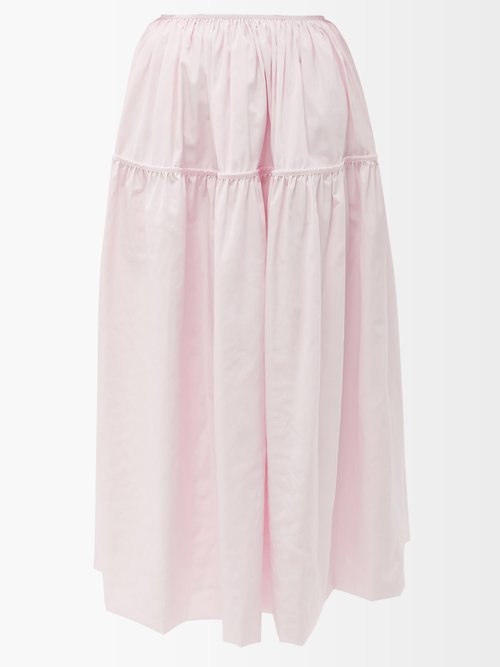 Cecilie Bahnsen Anette Gathered Recycled-fibre Poplin Midi Skirt