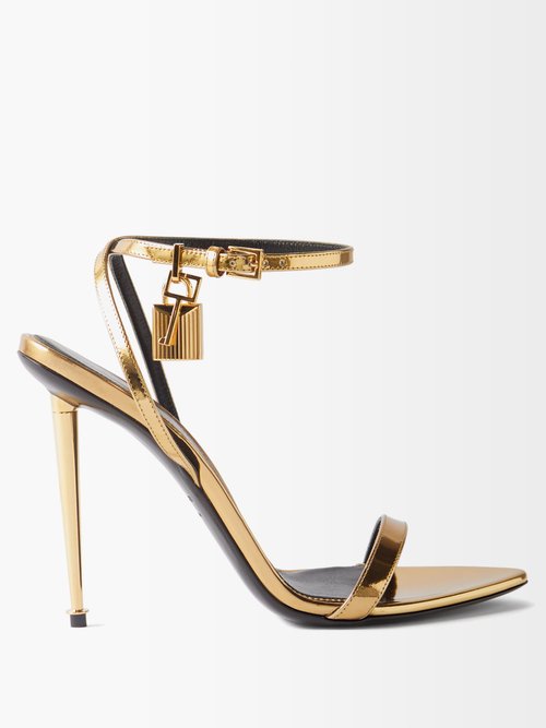 Tom Ford Padlock Metallic-leather Stiletto Sandals | Smart Closet