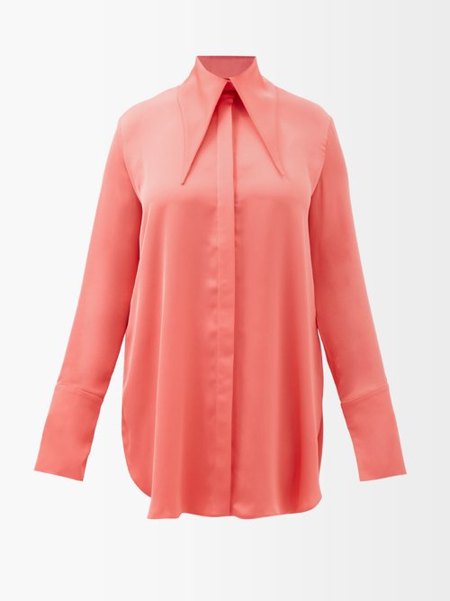16arlington - Seymour Exaggerated-collar Satin Shirt Pink