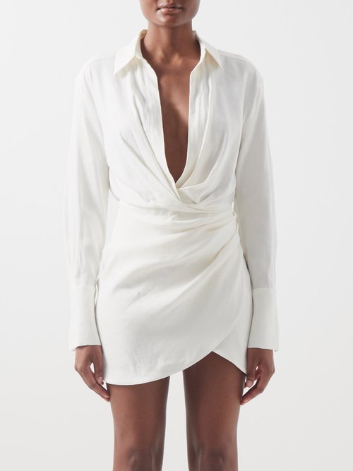 Gauge81 - Naha Linen-blend Wrap Dress White