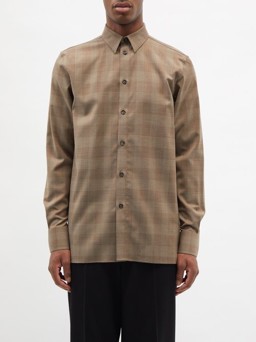 Givenchy - Prince Of Wales-check Wool-blend Twill Shirt - Mens - Camel Check