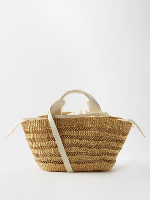 Muun George Woven Basket Bag In White Multi | ModeSens