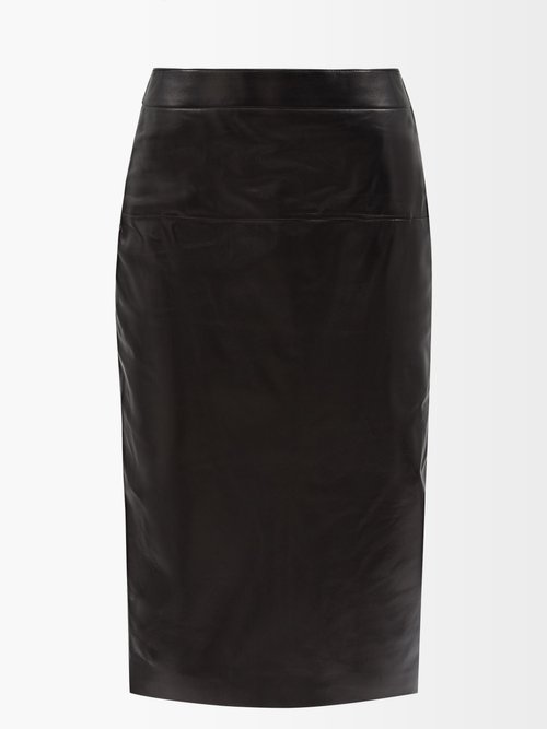 Best Selling Tom Ford - High-rise Leather Midi Skirt - Womens - Black ...