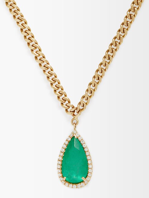 Shay Diamond, Emerald & 18kt Rose-gold Necklace
