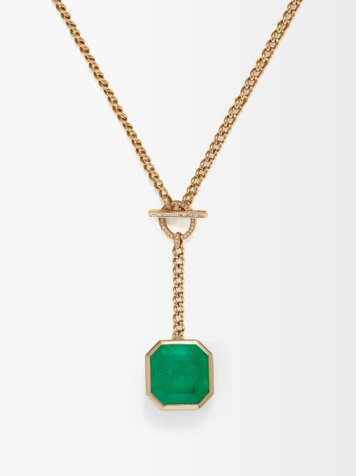 Shay Diamond, Emerald & 18kt Gold Necklace