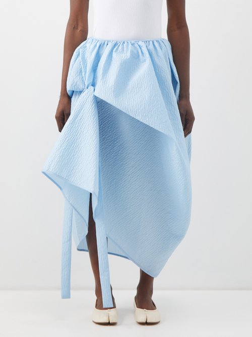 Cecilie Bahnsen Fumie Asymmetric Cloqué Midi Skirt | Smart Closet