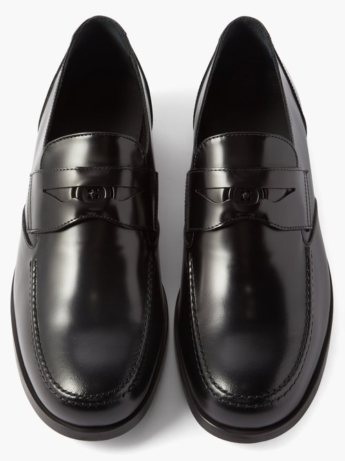 Stefan Cooke Polido Button Leather Penny Loafers In Black | ModeSens