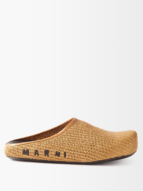 Sabot Logo-embroidered Woven Backless Loafers