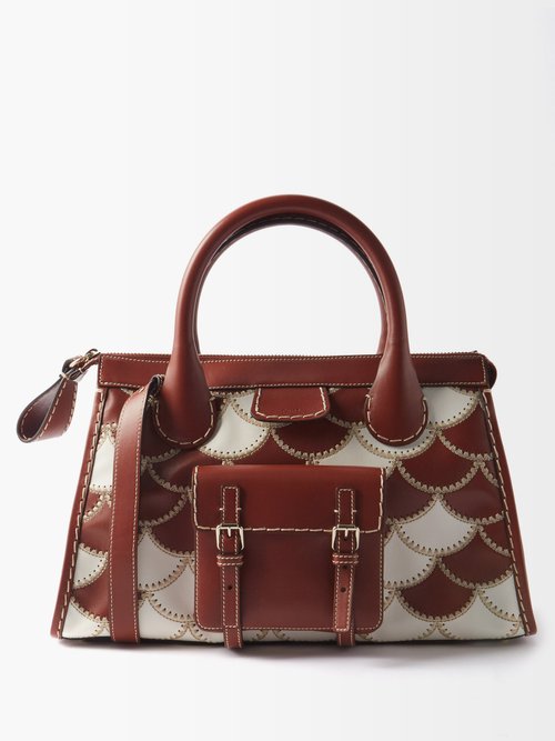 Chloé - Edith Scallop-patchworked Leather Bag Brown White