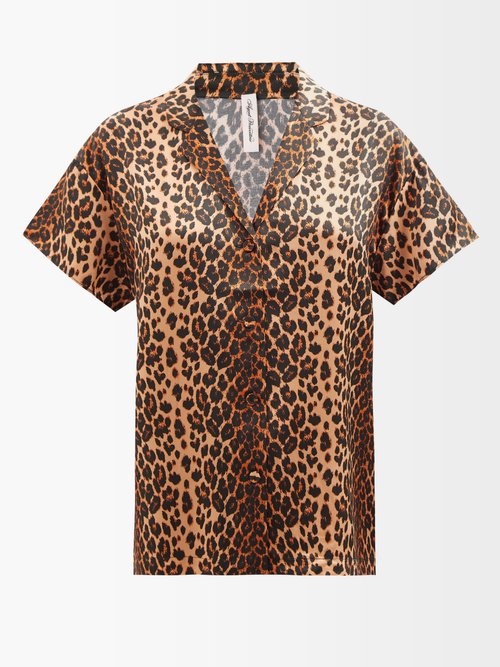 Agent Provocateur Kittie Leopard-print Silk Pyjama Shirt