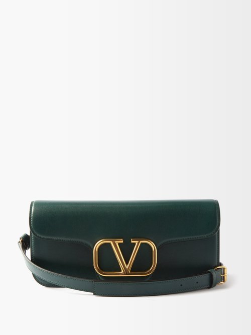 Valentino Garavani - V-logo Leather Cross-body Bag - Mens - Dark Green
