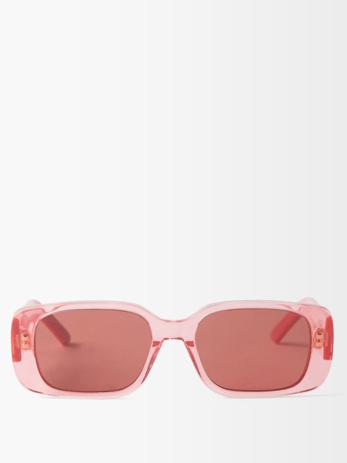 Dior - Wildior Rectangle Acetate Sunglasses - Womens - Pink