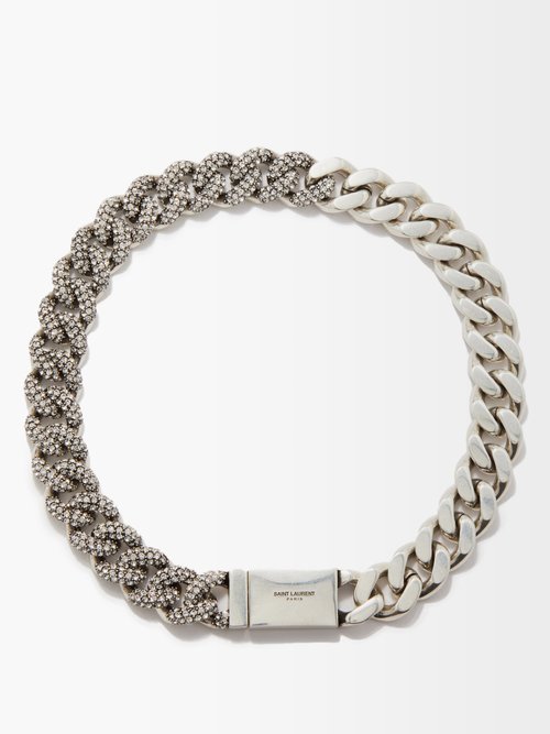 Saint Laurent Crystal-embellished Curb-chain Necklace
