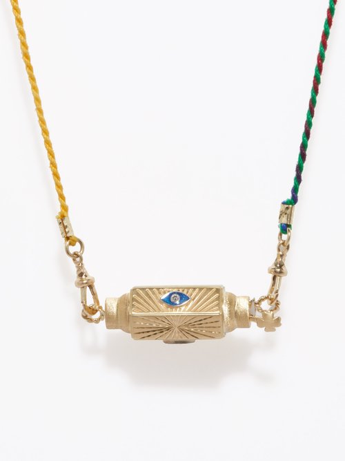 Marie Lichtenberg Evil Eye Locket Diamond & 14kt Gold Necklace