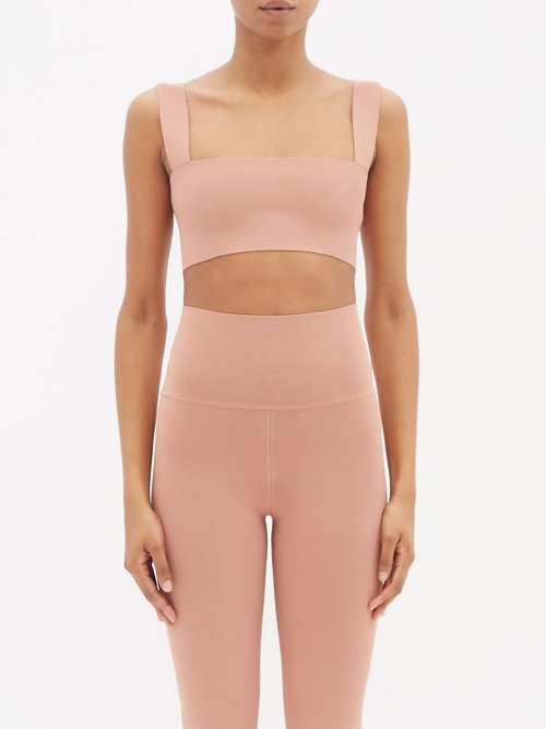Victoria Beckham - Vb Body Square-neck Jersey Cropped Top Nude