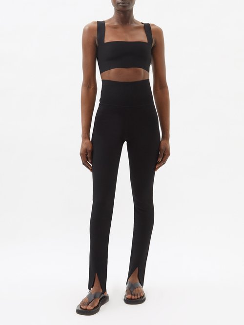 VICTORIA BECKHAM VB BODY SQUARE-NECK JERSEY CROPPED TOP 