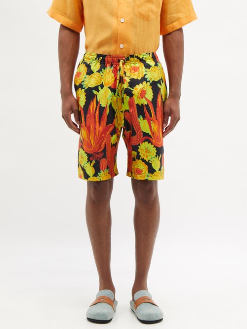 Loewe Paula's Ibiza Cactus-print Silk-twill Shorts