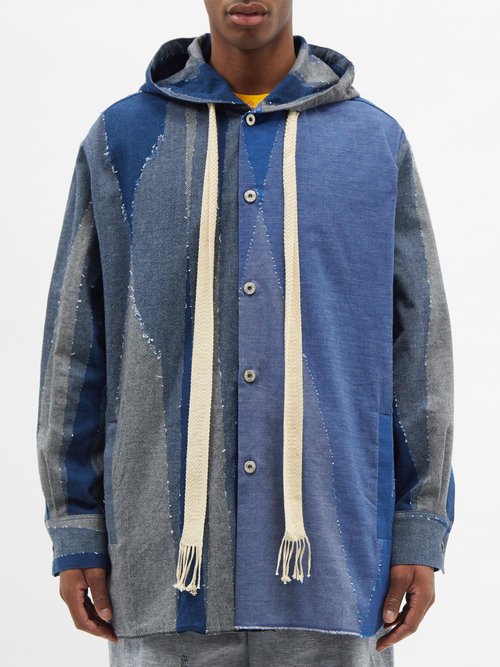 loewe paula's ibiza - patchworked hooded cotton parka mens multi