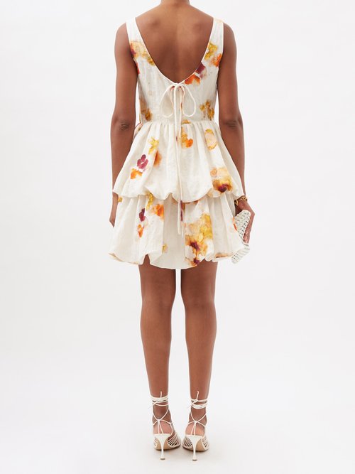 Jason Wu Smocked Floral-Print Silk Mini Dress