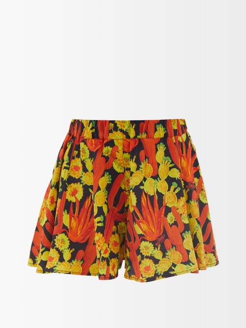 Loewe Paula's Ibiza Cactus-print Flared-leg Jersey Shorts