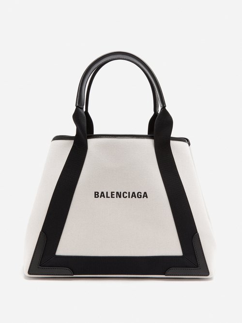 Balenciaga Cabas M Logo-print Leather-trim Canvas Bag