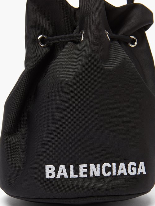 Balenciaga Wheel Xs Canvas Bucket Bag In Black