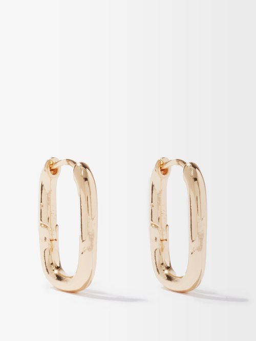 Fallon Square-link Gold-plated Hoop Earrings