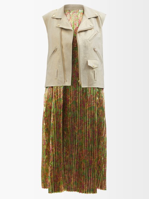 Junya Watanabe - Layered Paisley-print Lamé Dress Green Multi