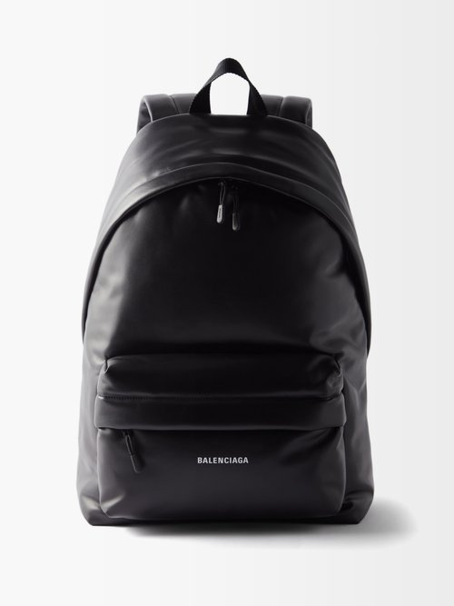 Balenciaga - Puffy Padded Leather Backpack - Mens - Black