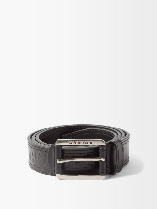 Balenciaga - Jeans Logo-debossed Leather Belt - Mens - Black