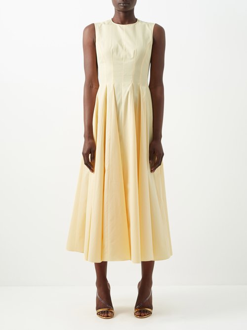 Emilia Wickstead - Chelsea Flared Cotton-poplin Midi Dress Yellow