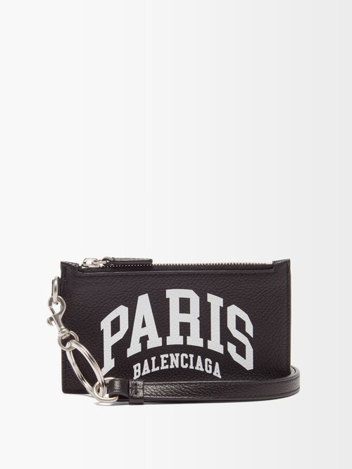 Balenciaga Paris-logo Print Leather Lanyard Wallet
