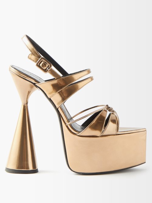 D'accori - Belle 105 Leather Platform Sandals - Womens - Gold