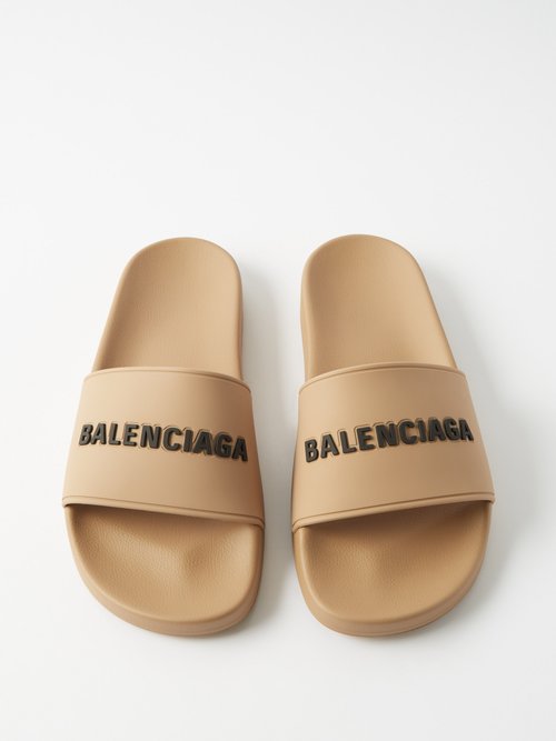 Balenciaga Logo embossed Rubber Slides Smart Closet