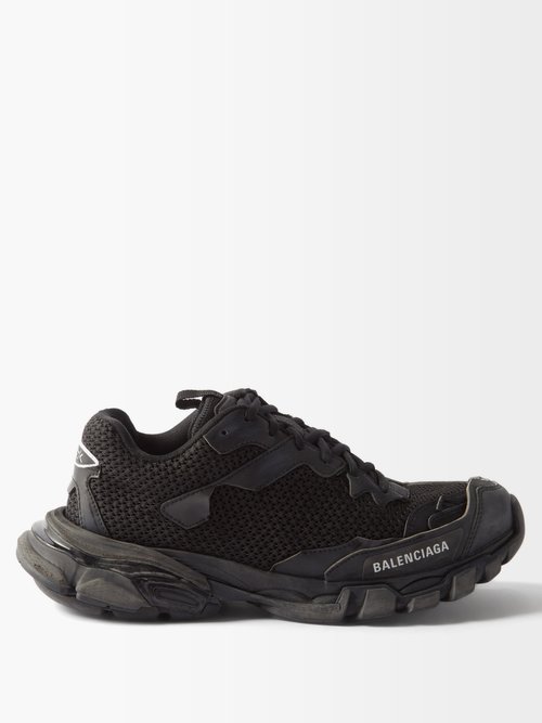 Balenciaga - Track.3 Mesh And Faux-leather Trainers Black White