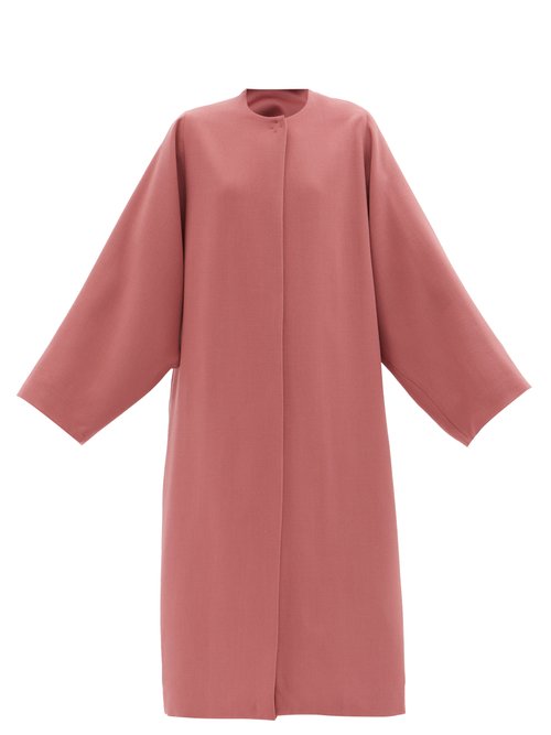 Raey - Collarless Cotton-blend Crepe Coat - Womens - Light Pink
