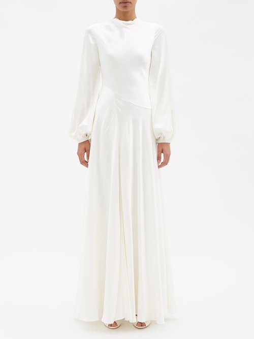 Roksanda - Amarantia Balloon-sleeve Silk-satin Dress Ivory