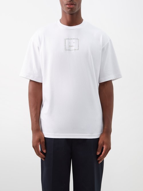Acne Studios Exford Crystal Face-logo Cotton T-shirt