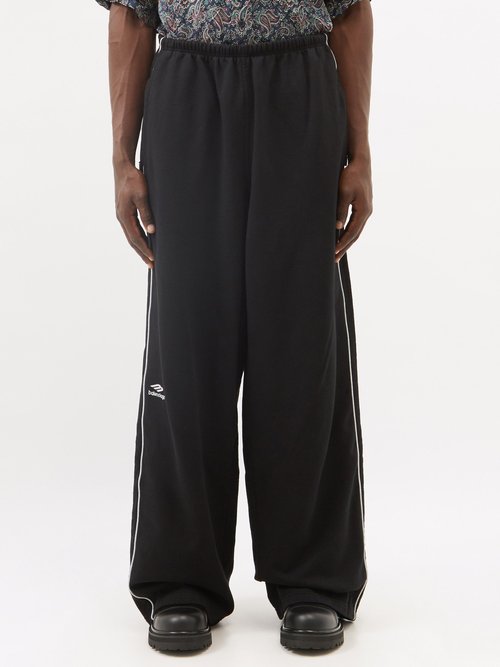 3b-embroidered Cotton-jersey Track Pants