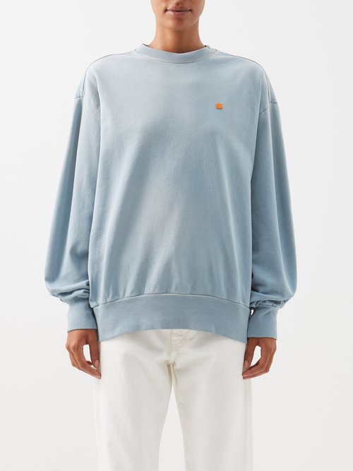 Acne Studios - Face-patch Cotton-jersey Sweatshirt Light Blue